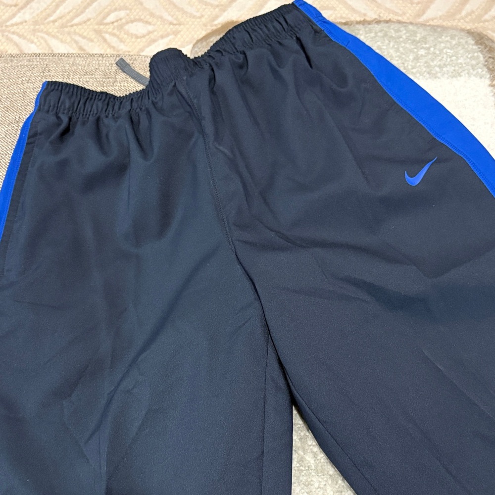 Nike Kids' Black Joggers with Blue Stripe